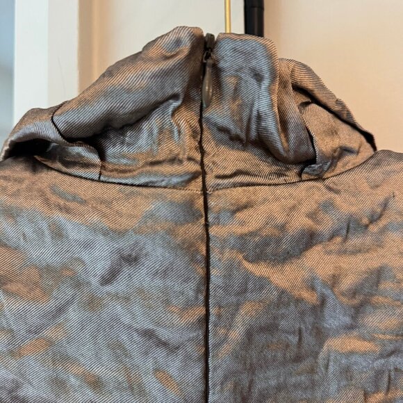 Nicole Miller Metallic Ruched Sheath Dress Petite 10P Silver Cocktail - Picture 4 of 10